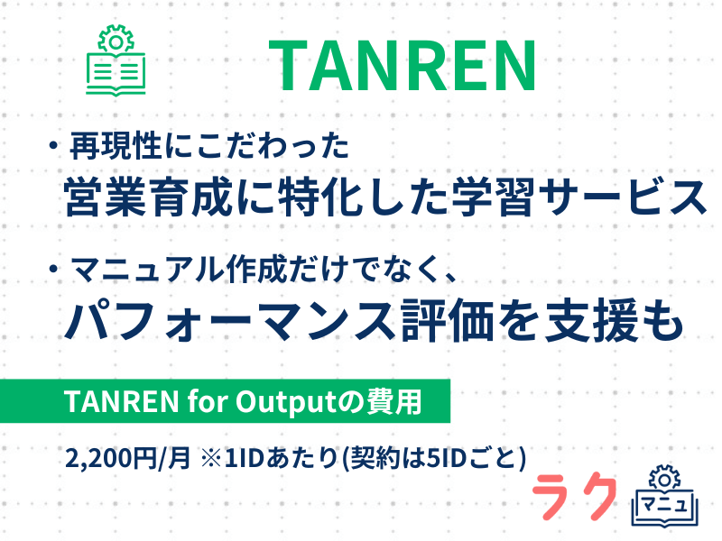 TANRENの特徴や料金を示した図